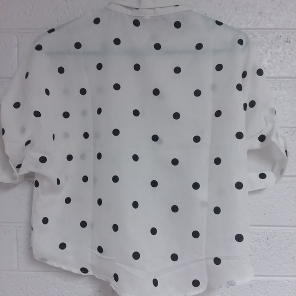 White Polka Dot Cuffed Shirt - Picture 4 of 5